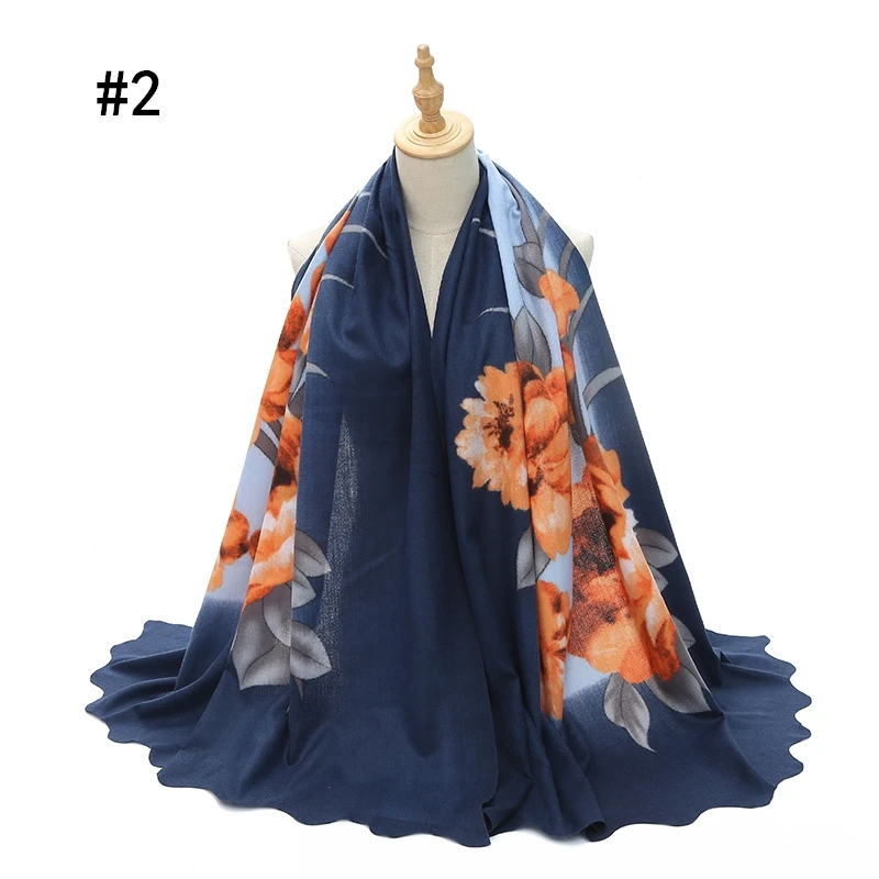 Оверсайз модный кашемировый женский шарф с принтом в виде цветов зимние теплые