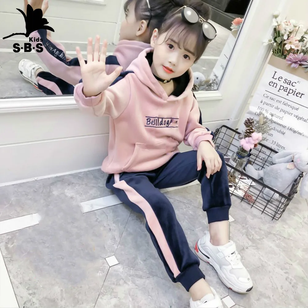 

Весенний комплект одежды из 2 предметов модный спортивный костюм, комплект одежды для девочек, цвета: золотистый, с флисовой подкладкой для ...