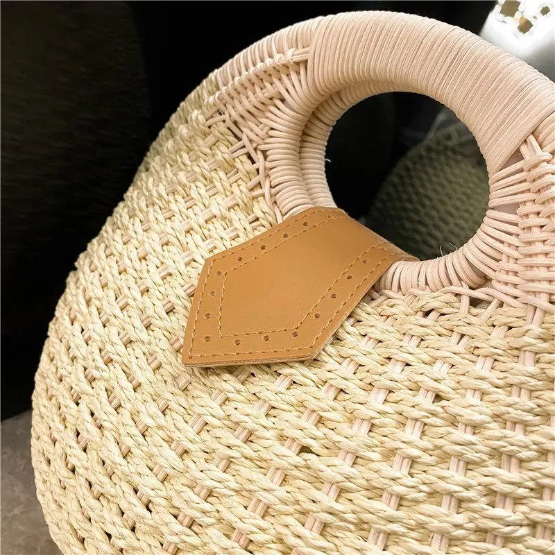 

Handbags for Women 2020 Designer Luxury Ball Shape Rattan Made Woven Bags Fashion Candy Color Female Shopping Hasp Lock Handbag