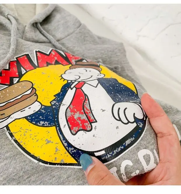 

2-7 Yrs Girls Korean Leisure 2pcs Suit Spring Autumn Baby Kid Fake Two-piece Cartoon Printed Sweater + Loose Trousers Suit Set