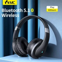 mc bh618 bluetooth 5 1 headphone wireless headset over the ear foldable earphone stereo with 60 hours of listening time