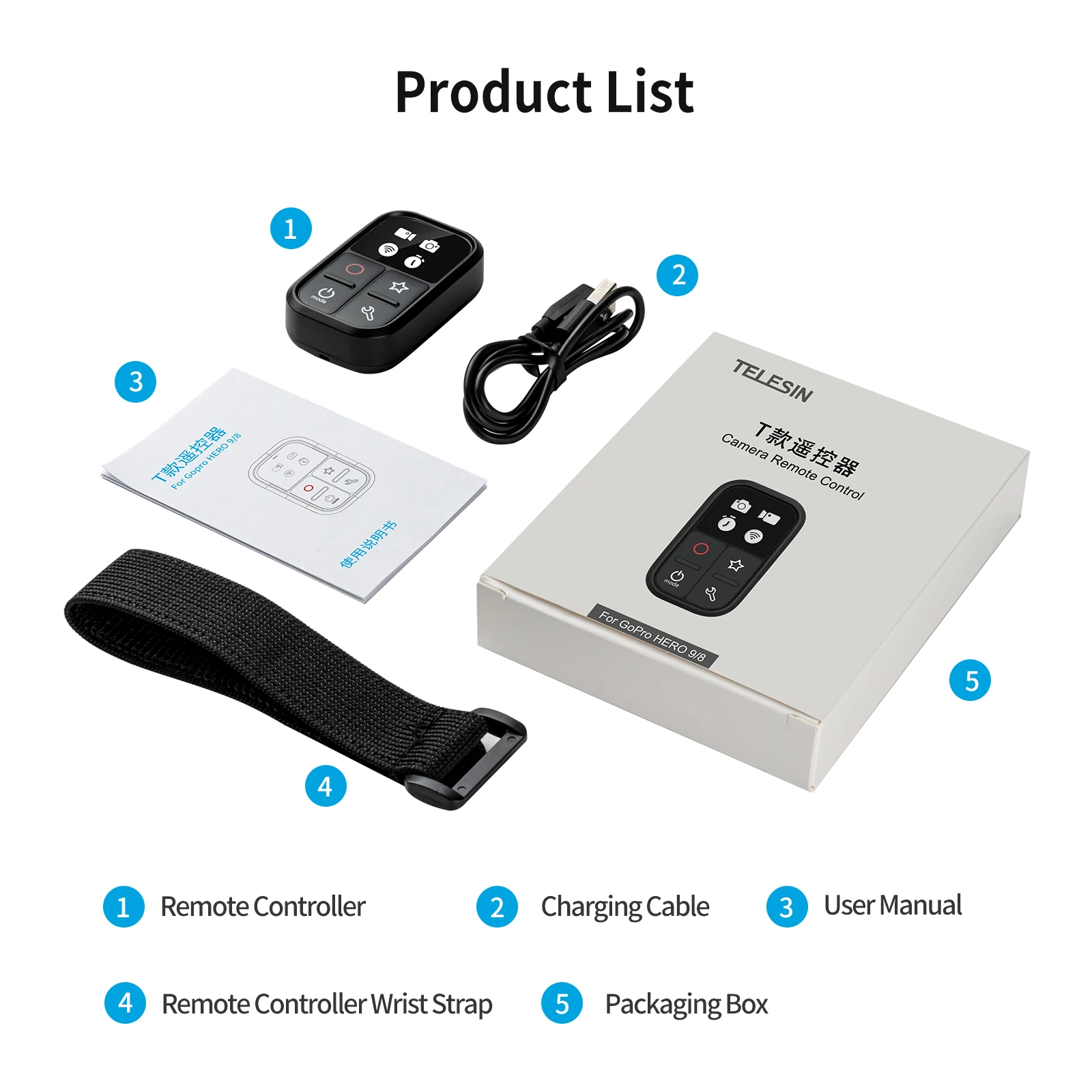 

For Go Pro Hero 9/8 Remote Controller Wireless Smart Multifunctional Bluetooth Sports Camera For Gopro Hero 9 Accessories