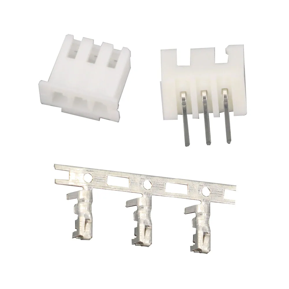 

50 Sets/Kit XH2.54-3P 3 Pin Curved Needle Spacing 2.54mm Connectors Male and Female Plug + Terminals