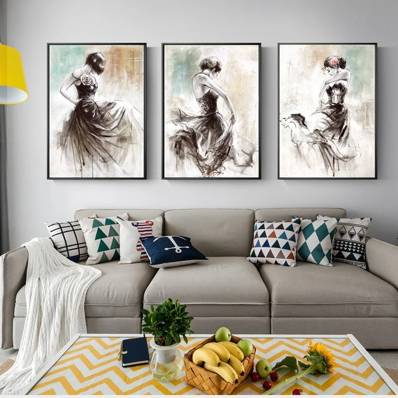 

Abstract Modern Girl Ballerina Art Fashion Poster Home Decoration Bedroom Living Room Frameless Printing Atmospheric Paintings