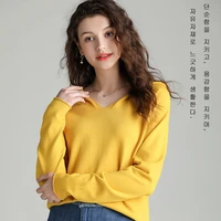 wool knitting hooded sweater womens loose wear spring autumn thin section long sleeved bottoming hoodie all match age reduction