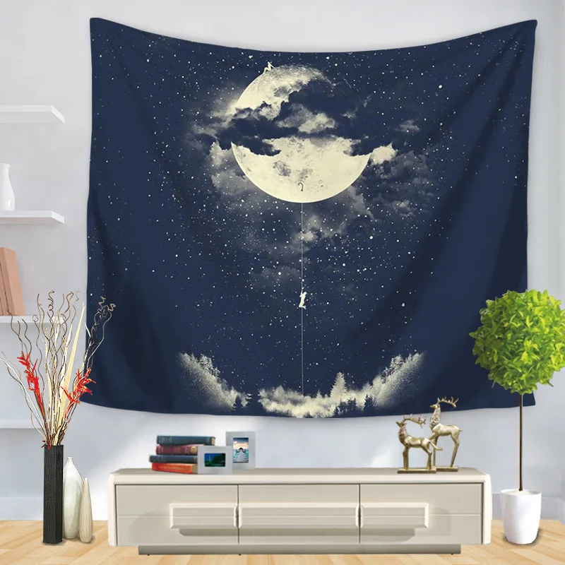 

Moon Change Pattern Printed Home Wall Hanging Tapestry Decoration Beach Boho Decor Psychedelic Tapestry Throw Wall Cloth