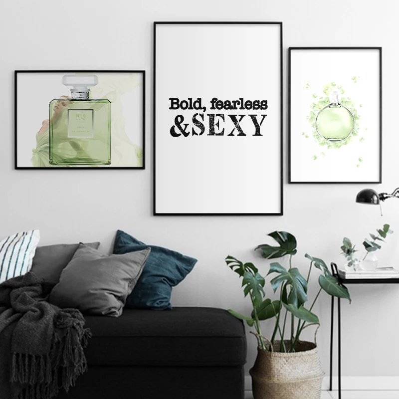 

Fashion Classic Perfume Poster Wall Art Quotes Print Canvas Painting Watercolor Pictures For Living Room Girls Room Home Decor
