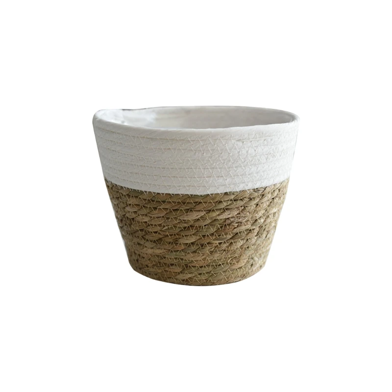 

2021 Nordic Handmade Straw Basket Laundry Picnic Toy Storage Macrame Woven Flower Pot Plant Container Home Decoration