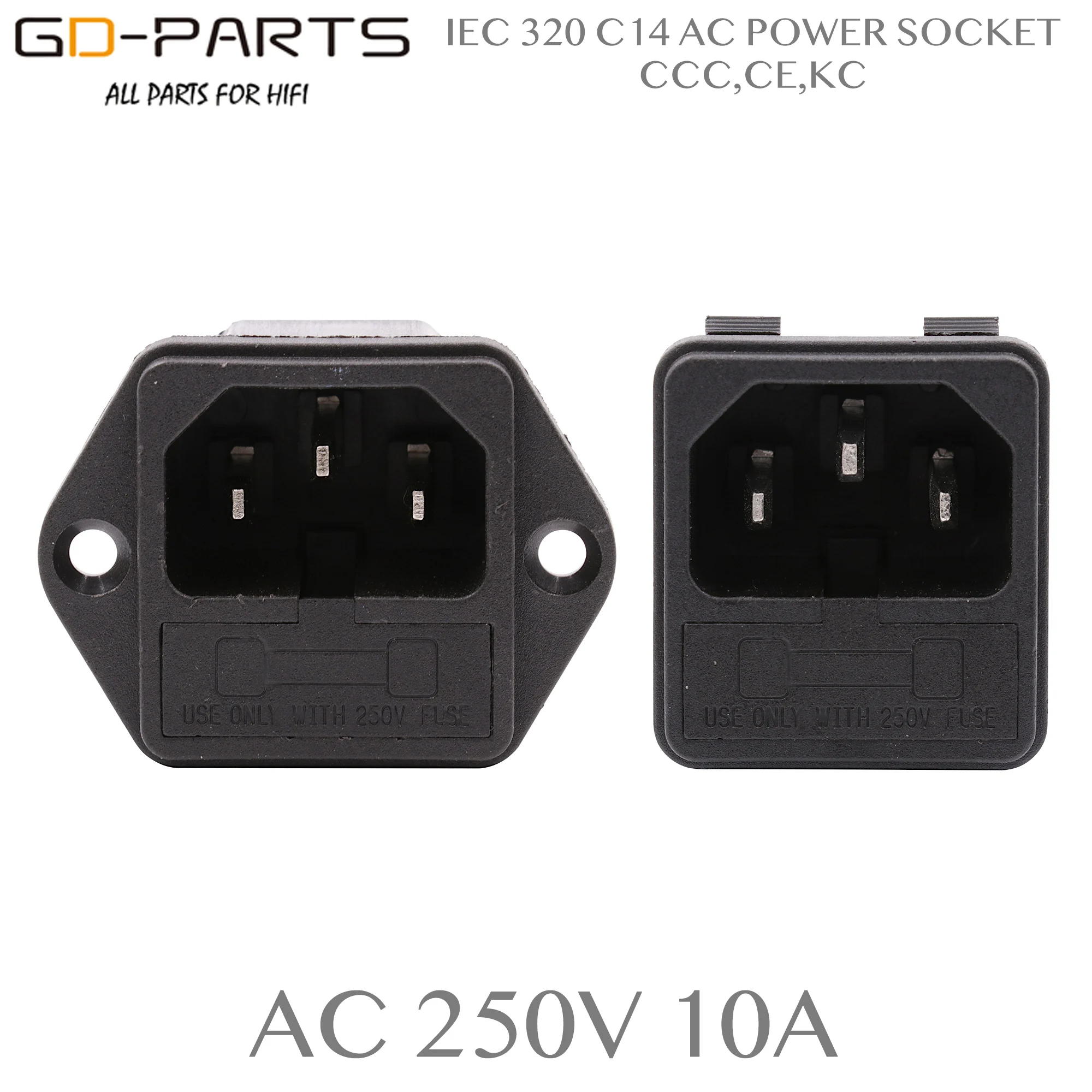 Комплект из 2 предметов, 3-PIN IEC 320 C14 мужской Мощность шнур входной разъем сосуд с разъёмом держатель предохранителя для аудио усилитель 250V 10A по ограничению на использование опасных материалов в производстве CCC TUV CE