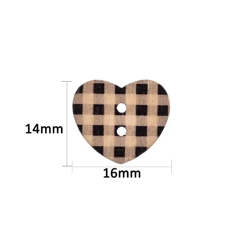 50 шт. деревянные пуговицы в форме сердца смешанный узор 2 отверстия шитье