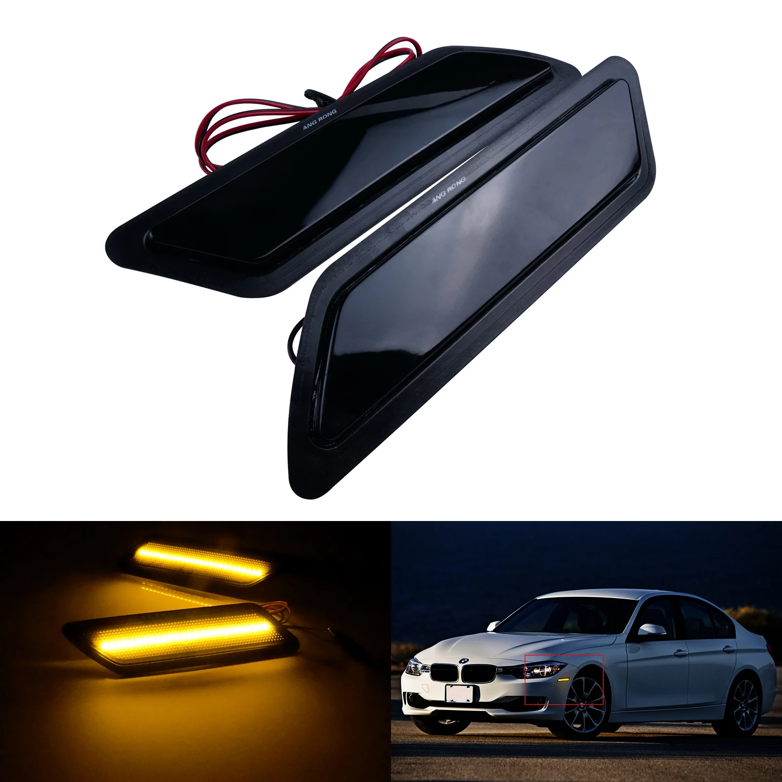 

2x Front Bumper Reflector Side Marker Light For 2013-2015 BMW 3-Series F30 F31