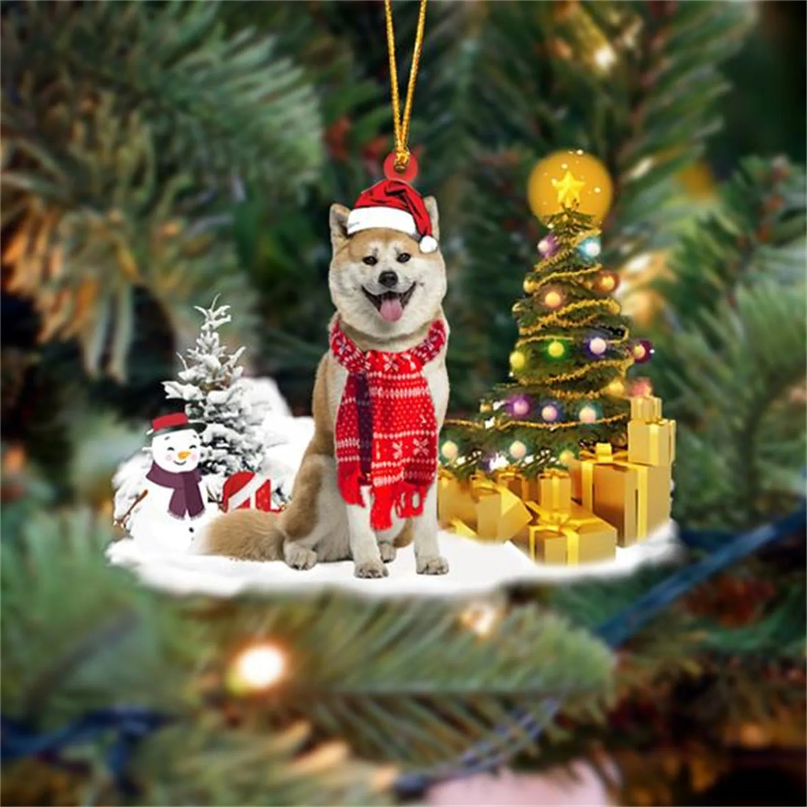 

Christmas Tree Pendant Dog Snowman Ornament Decoration Christmas Ornament Pendant Craft New Year Xmas Decoration Home Party
