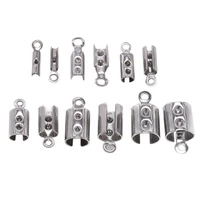 50pcs stainless steel cords crimp end beads caps leather clip tip fold crimp bead bracelet connectors for jewelry making finding