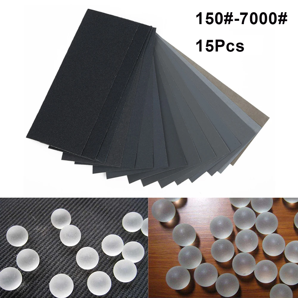 

New 15Pcs Sandpapers Wet Dry Use Assorted Sand Paper Sheets Home Coarse 150-7000 Grit Polishing Car Metal Glass Wood Sandpaper
