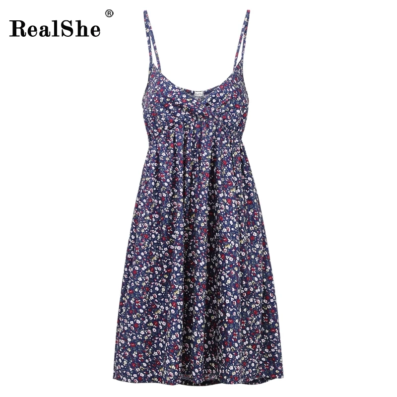 Женское платье RealShe в стиле бохо с треугольным вырезом без рукавов на тонких