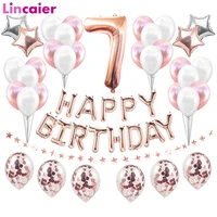 37pcs number 7 foil balloons 7 years old girl boy happy birthday party decorations 7th i am seven supplies