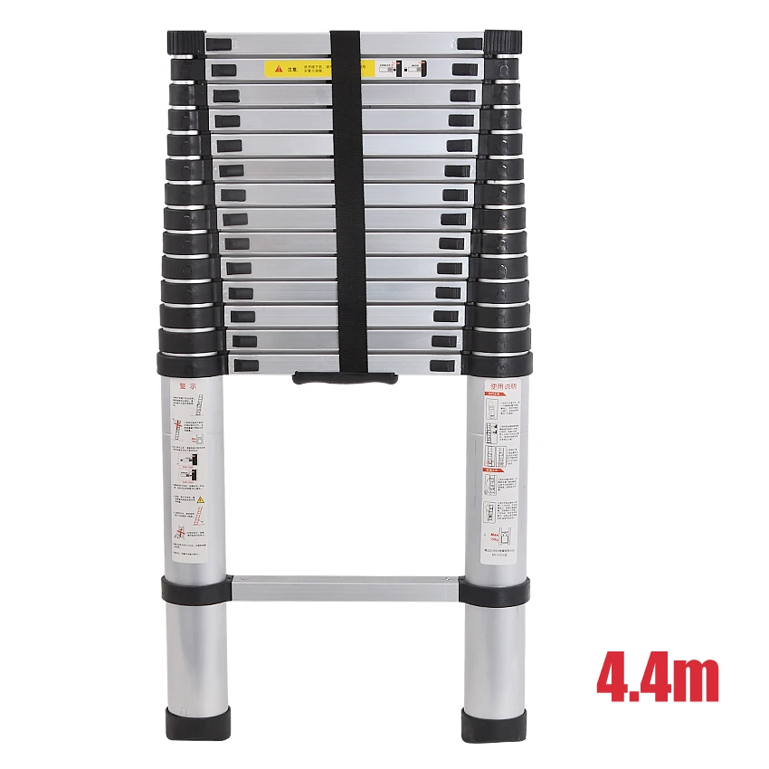 4.4M DLT-A Household Extension Ladder Aluminum Alloy Thickened Straight Ladder Single-sided Ladder Folding Engineering Ladder