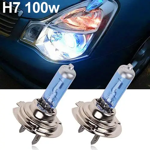 

2Pcs H1/H4/H7 55W/100W Xenon Gas Halogen Headlight White Lamps 12V 5000K Bulbs +Voltage High low Beam For Car With 12V Battery