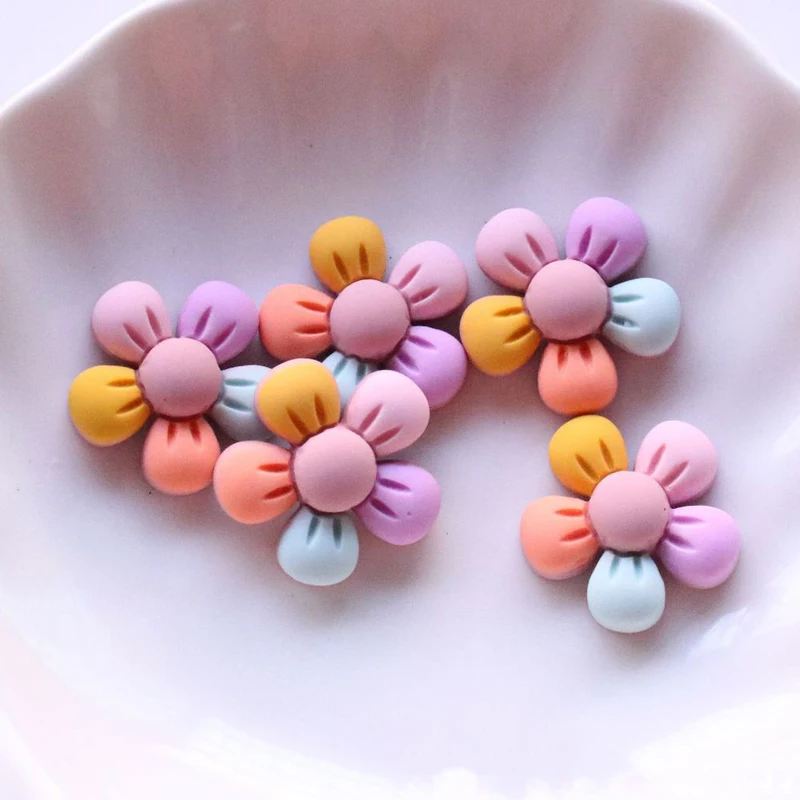 30 шт./лот Матовый Цветок с пятью лепестками полимерное украшение для волос сделай