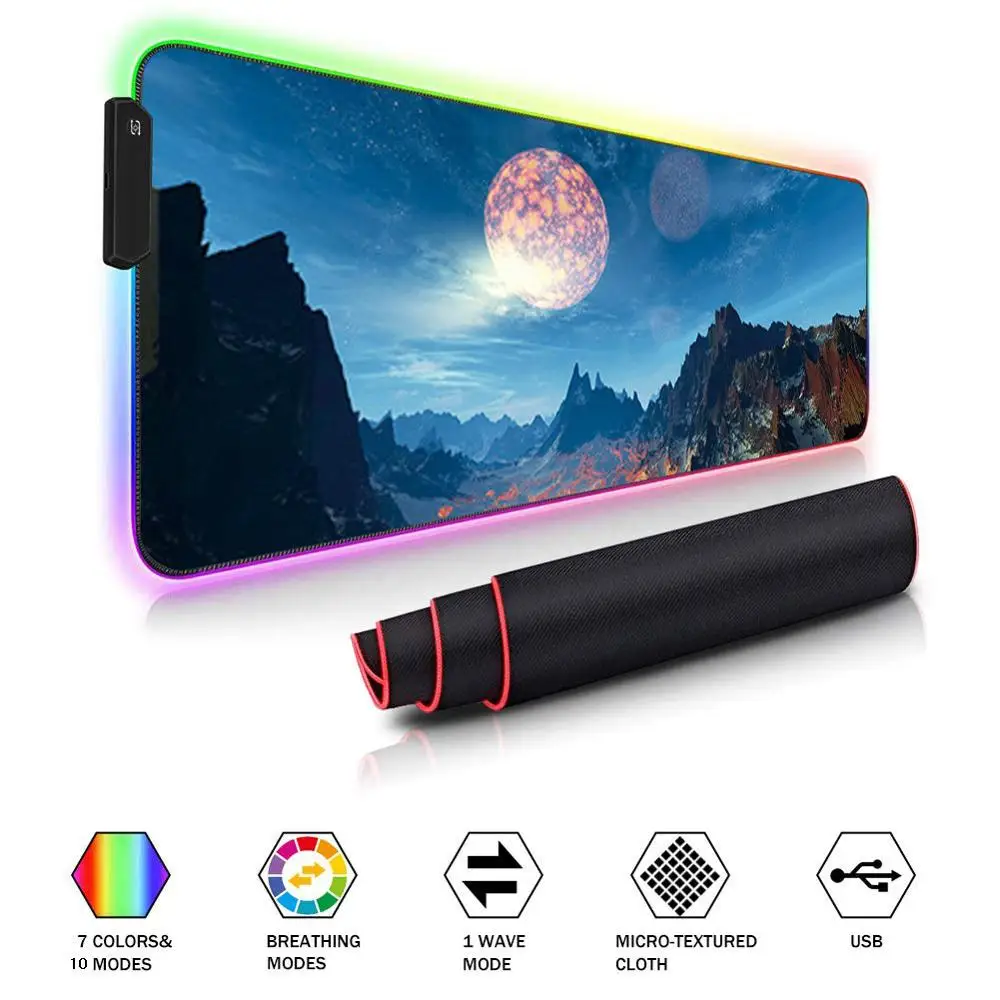 Игровой коврик для мыши RGB большой коврик для мыши 80*30 см большой коврик для Мыши Компьютерный коврик для мыши светодиодная подсветка поверхность Mause коврик для клавиатуры Настольный коврик