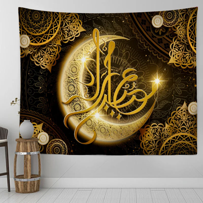 

Festival national wind Ramadan bright black, golden holiday gifts, decorative tapestries, wall hanging, beach towels, shawls