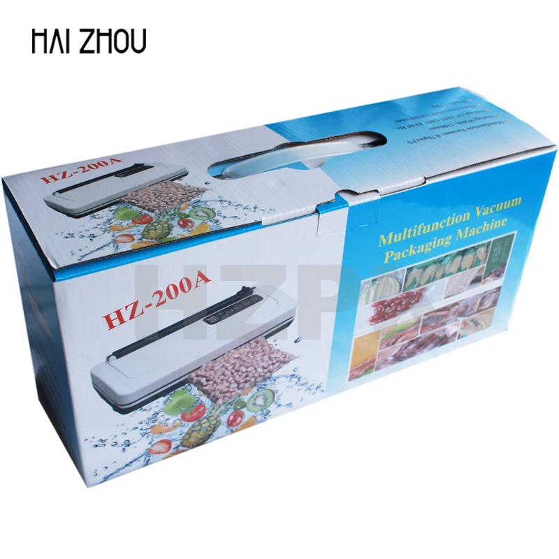 

HZPK Food Fresh Electric Plastic White Body Vacuum Sealer For Storage Long keeping 220V/110V Packaging Machine With Free Cutting