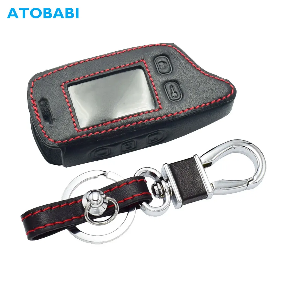 

Leather Key Case For Tomahawk TW9010 TW9020 TW9030 2 Way Car Alarm TW 9010 9030 LCD Remote Control Fob Cover Keychain Protector