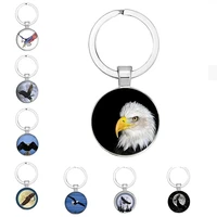 classic eagle pattern black glass dome keychain casual men and women retro keychain jewelry exquisite handmade gifts