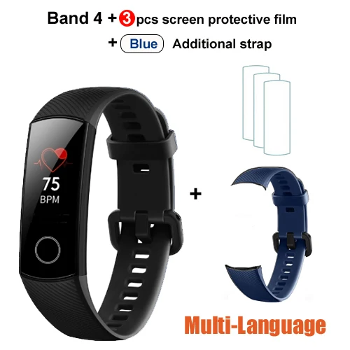 band4 blk n 3f n lbs Huawei Honor Band 4/4, умный Браслет для бега, 0,95 дюймов, умный OLED, для плавания, водонепроницаемый, Bluetooth, фитнес-трекер, сенсорный экран - Цвет: band4 blk n 3f n lbs