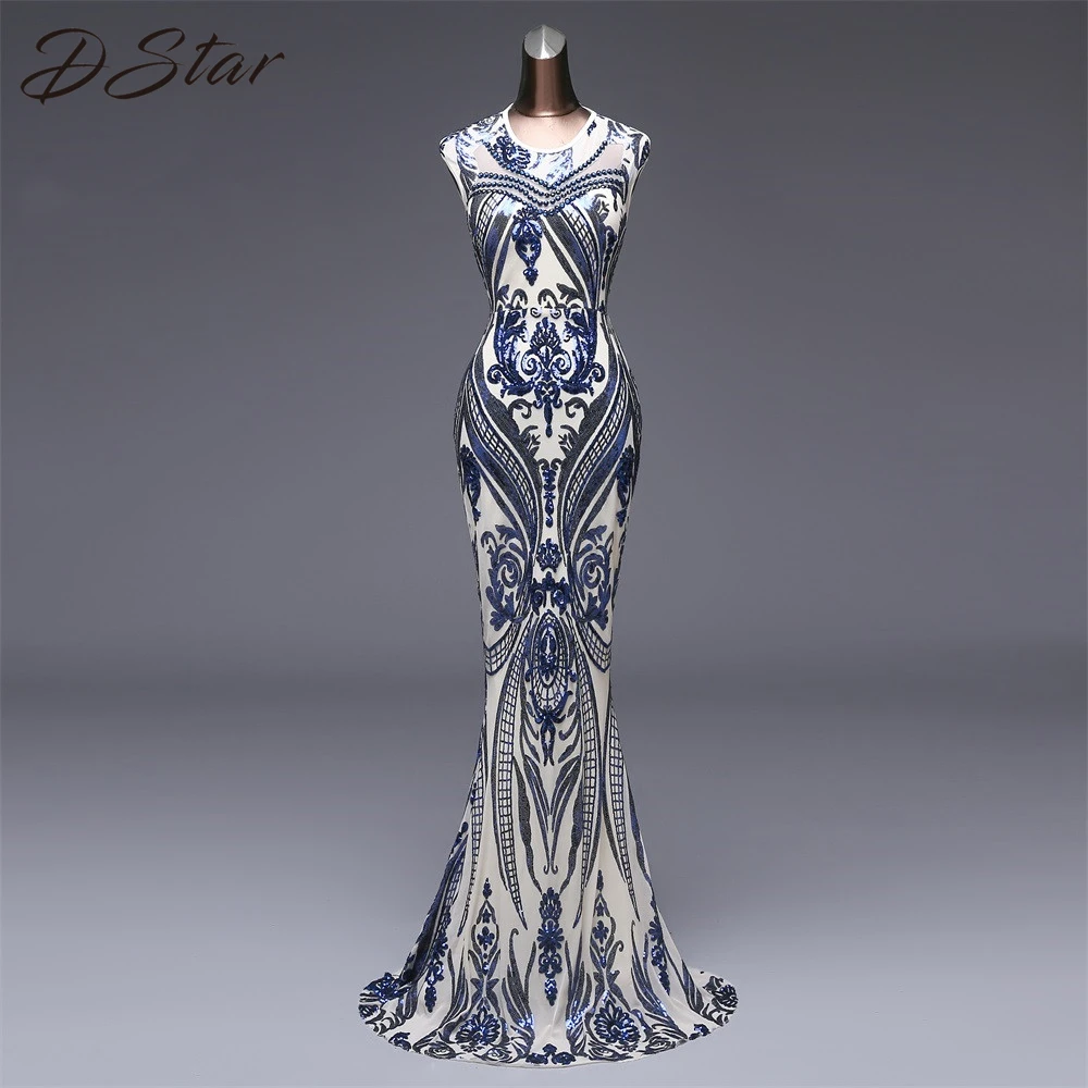 Новинка, Элегантное Длинное Золотое \ синее \ черное платье с пайетками, vestido de festa, сексуальное платье русалки с открытой спиной, 088-2