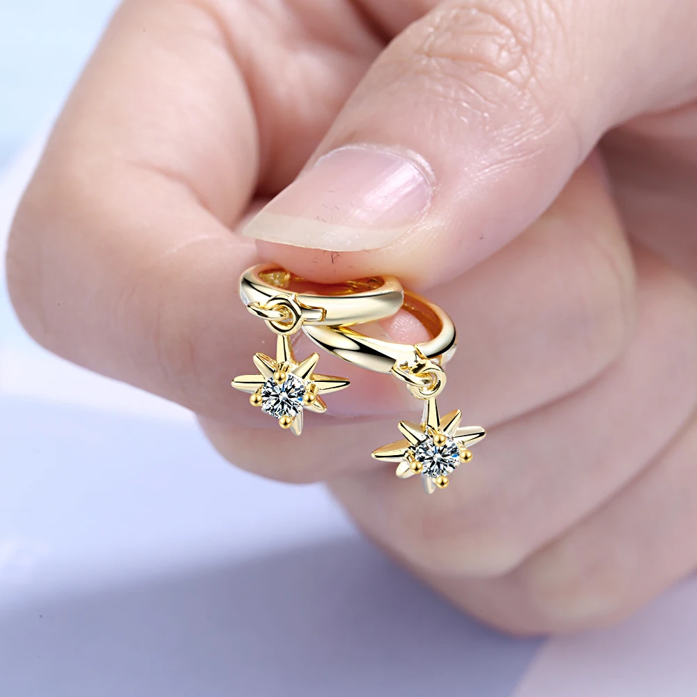 Серьги женские серебряные маленькие кольца с фианитом украшение для