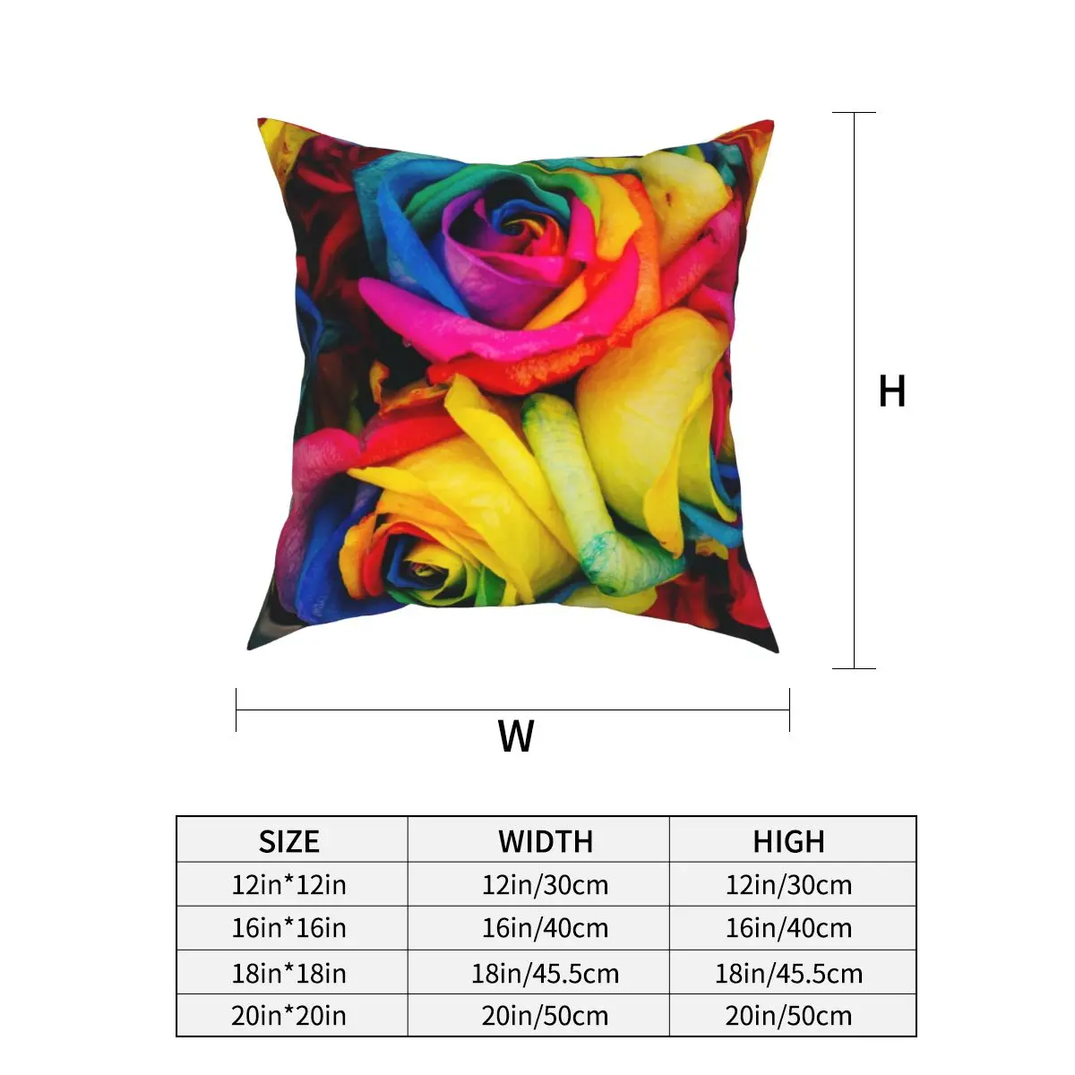 

Rainbow Roses Nature Flower Pillowcase Printed Fabric Cushion Cover Decoration Pillow Case Cover Home Drop Shipping 45*45cm