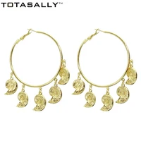 totasally ocean seashell earrings for women summer beach nature shell big hoop earring cowries jewellry collection wholesale