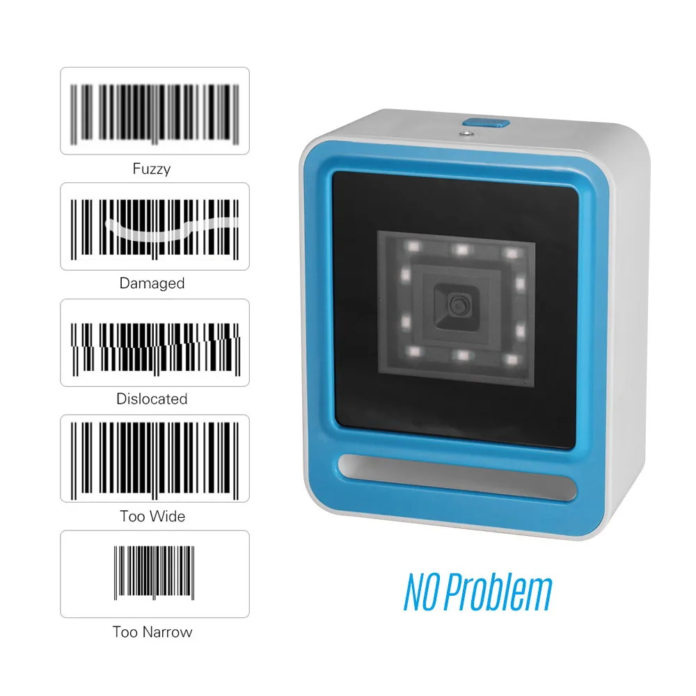 Aibecy беспроводной USB проводной 1D 2D QR сканер настольный Всенаправленный штрих кода