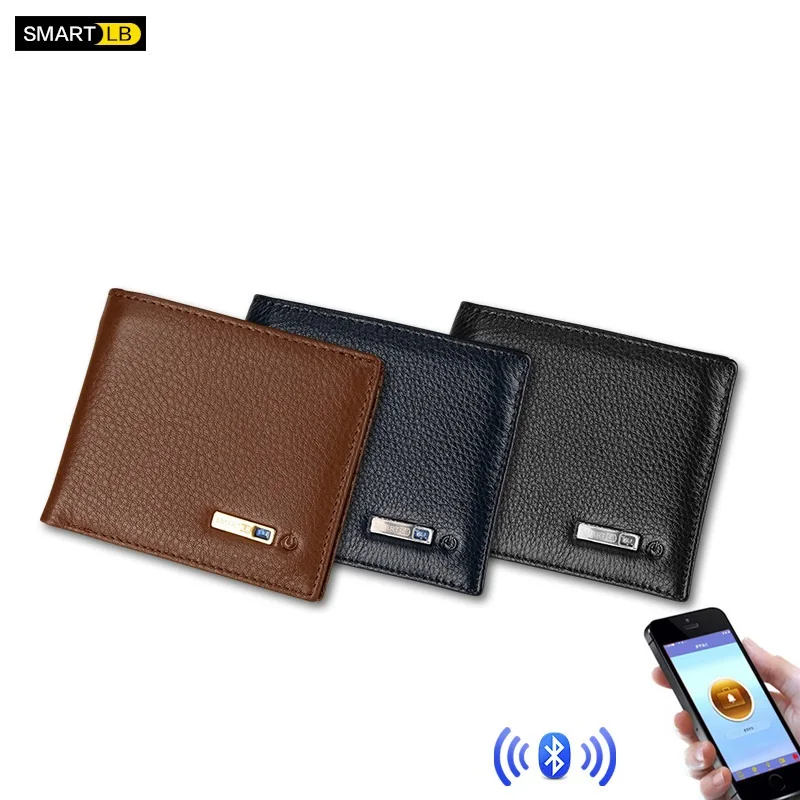 

New Business Wallet Short Genuine Leather Coin Purse for Bluetooth Anti-lost Alarm Wallet Smart Anti-theft Cowhide Card Holder