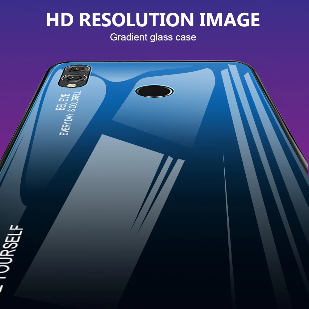 Градиентный чехол из закаленного стекла для Huawei Honor 10 9X 8X 9lite 20i Защитные Чехлы |