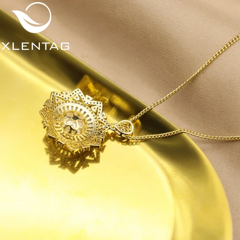Xlentag Brass Gold-Plated Snowflake Inlaid Zircon Freshwater Pearl Necklace Woman Christmas Luxury High-Quality Jewelry Gn0366 | Украшения