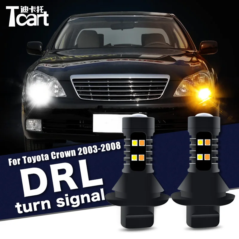 

Автомобильные аксессуары для Toyota Crown Royal (S180) 2003-2008, светодиодные дневные ходовые огни, поворотные огни, 2 в 1