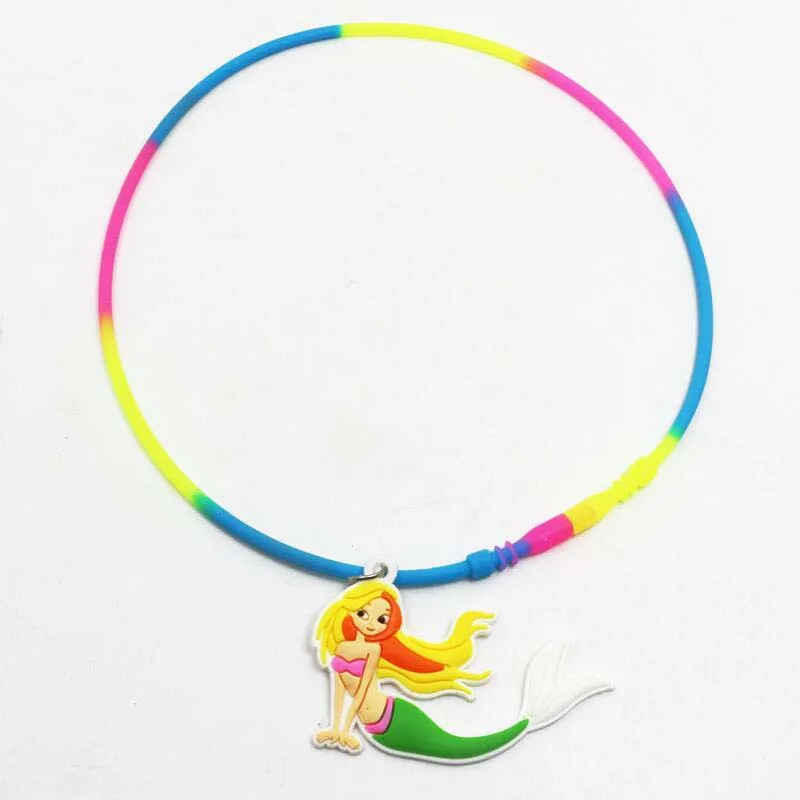 1pc necklace 1 Вечерние браслеты Русалочки с защелкой силиконовый браслет подарок на день рождения для детей Девочка Русалка забавная игрушка - Цвет: 1pc necklace 1