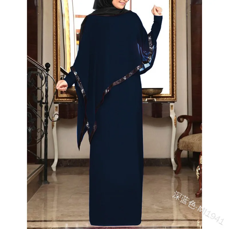 

Muslim national dress new temperament long skirt chiffon long-sleeved dress women 2021