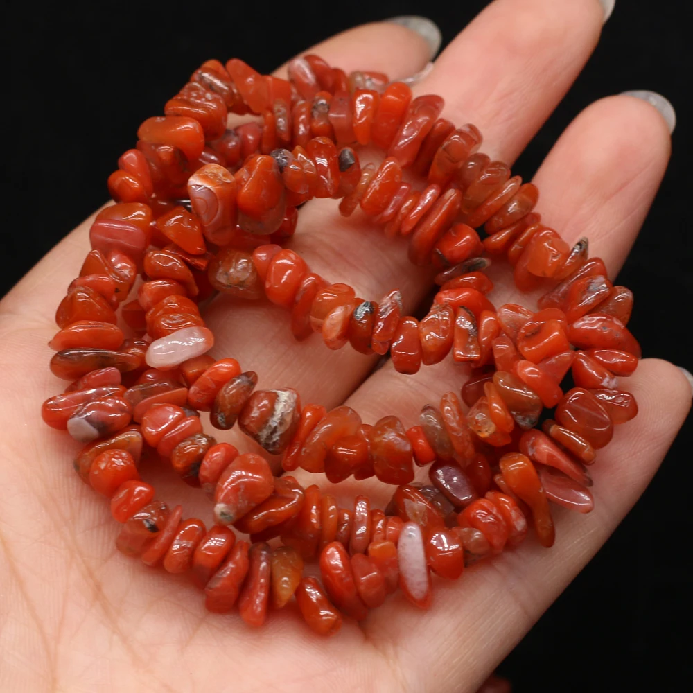 

Natural Semi-precious Stone Unshaped Red Stone 5-8mm For DIY Necklace Earrings Accessories Gift Length 40cm