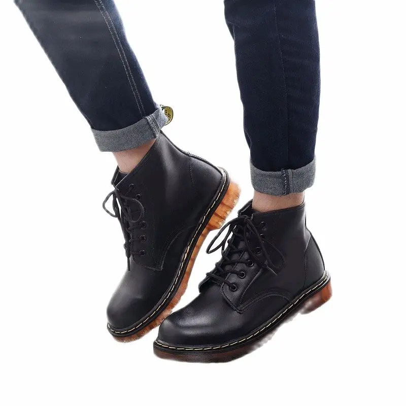 

Ботинки Martin мужские и женские кожаные ботинки в британском стиле с 6 отверстиями рабочие ботинки с круглым носком; Большие размеры