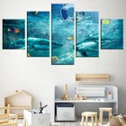 Настенные художественные картины на холсте с изображением большой белой акулы, тропические рыбы, Настенные Декоративные плакаты, украшение для детской комнаты, картины с рамкой