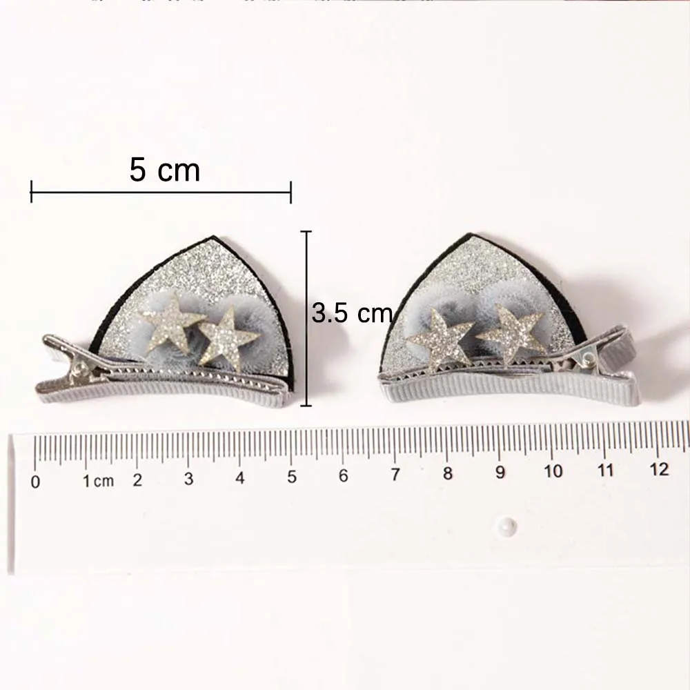 

1Pair Cute Cat Ears Hair Clips For Girls Glitter Rainbow Felt Fabric Flowers Hairpins Sequin Bunny Barrettes Kids Hair Accessory