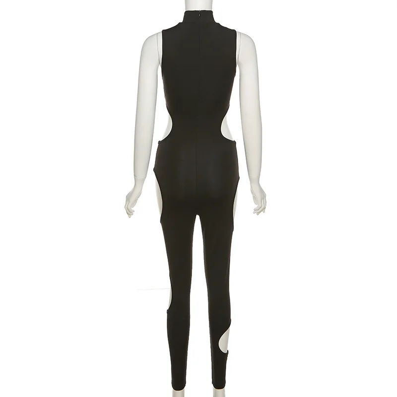 

Sport Outfit for Woman Sexy Hollow Out High-Waisted Yoga Jumpsuit High Neck Black One Piece Bodysuit Gym Fitness Clothing