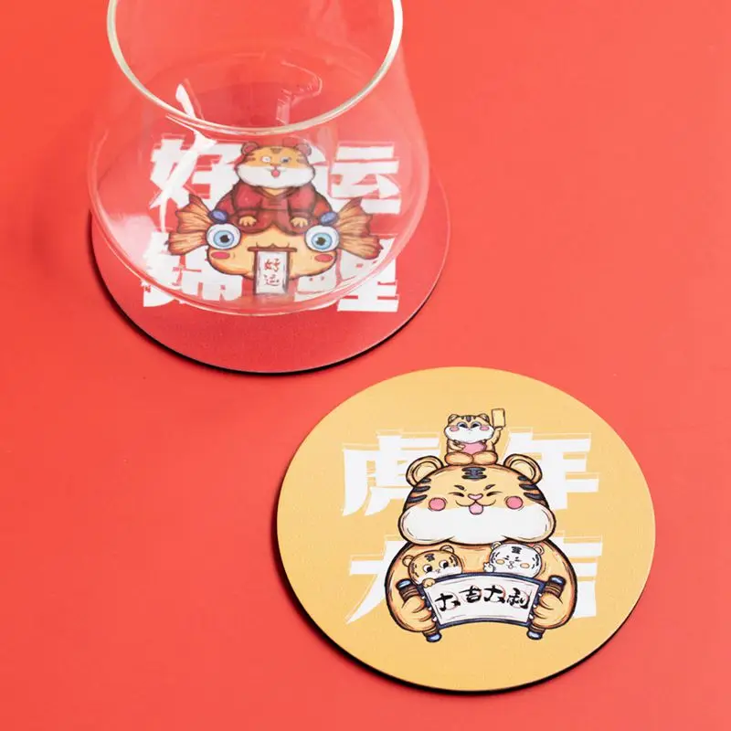 

Подставки с мультяшным тигром для китайского праздника Весны, подставка под тарелку, кухонные коврики из нержавеющей стали EVA, Нескользящие...