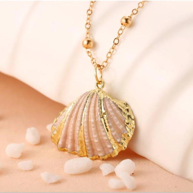 Женское Ожерелье из морской раковины Boho Conch Пляжное ожерелье с подвеской на лето