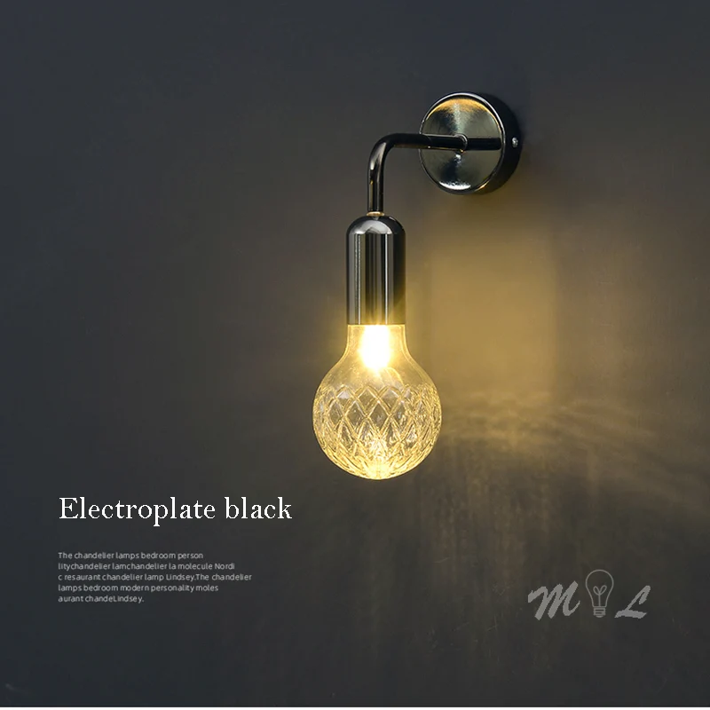 

Nordic Glass Wall Lamps Mirror Front Bathroom Wall Light Deco Beside Lamp Wall Sconces for Bedroom Living Room Kitchen Fixtures