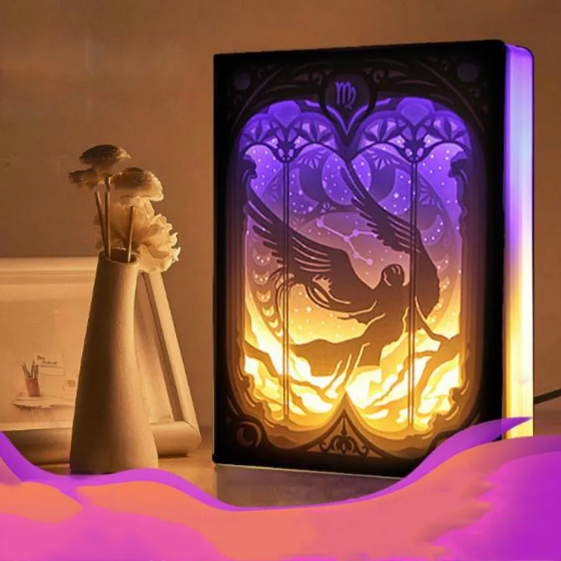 12 Созвездие бумага резьба лампа Новинка 3D ночник USB мощность бумага-cut атмосферная лампа гостиная спальня художественное украшение
