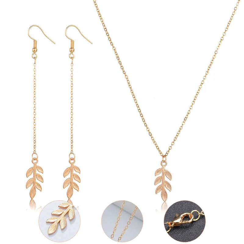 Модные Наборы украшений в форме листьев простые серьги капли с кристаллами